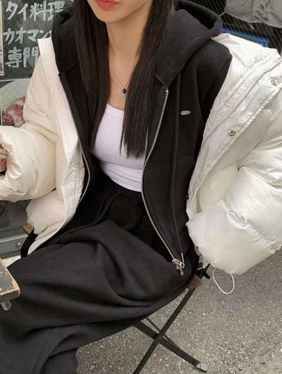 小圓牌休閒短版連帽外+長褲SET3