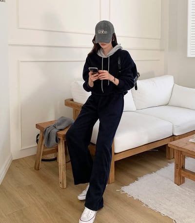 撞色連帽衛衣+長褲SET2