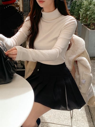 釦帶造型挺款百摺短裙6