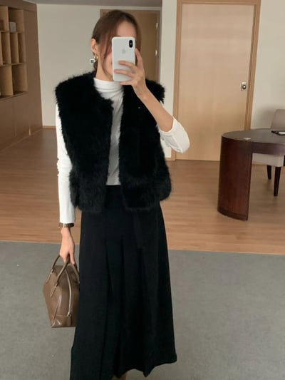 水貂毛短版背心7