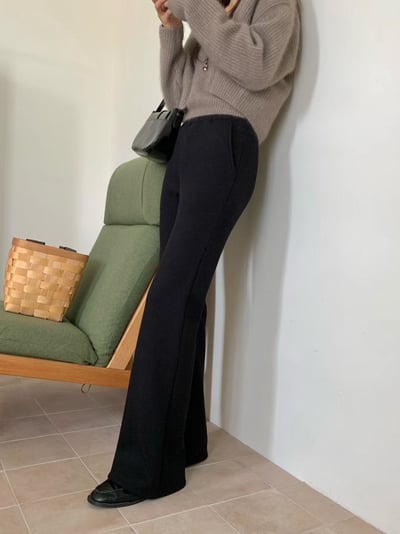 彈力內磨毛微喇叭長褲3