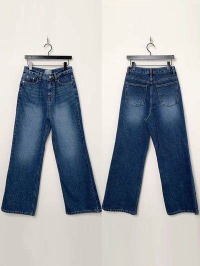 高腰復古刷色微寬落地褲7