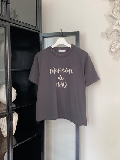 拼接螺紋領刺繡字母短Ｔ8