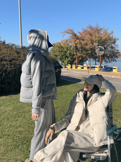 三件組｜麵包鋪棉背心＋連帽棉質外套＋鬆緊長褲SET1