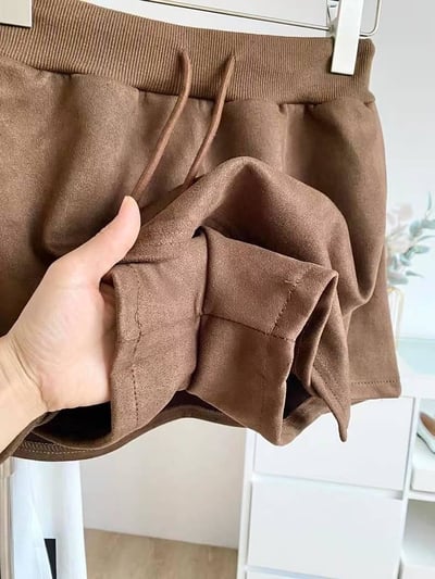 麂皮A字抽繩短褲裙8