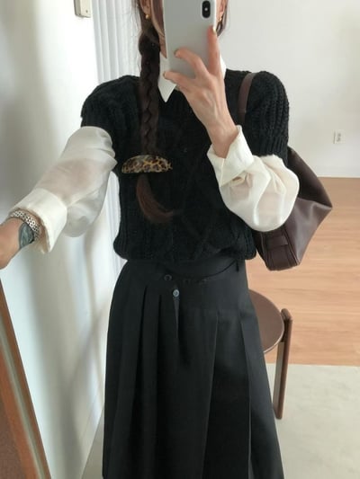 立體麻花短袖針織衣4