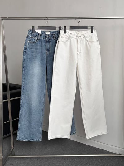 高腰後口袋造型順身小寬褲14