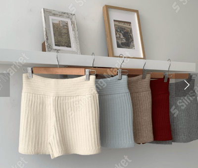 反摺平領羊毛針織衣＋鬆緊短褲SET17