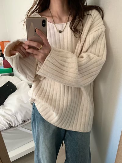 落肩厚磅坑紋長款針織衣5