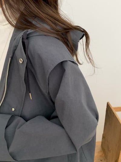 抽繩連帽口袋風衣夾克16