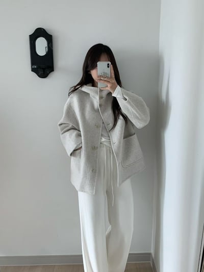 可立領連帽雙口袋長版大衣2