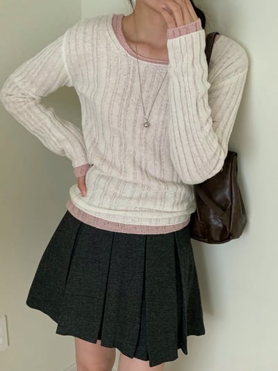 圓領坑紋博款針織衫3