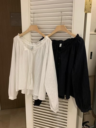 前綁結花邊Ｖ領棉麻衫＋荷葉棉麻短裙SET(可拆買）9