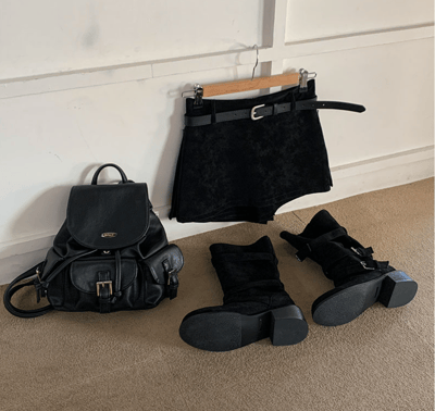 低腰辣款麂皮短褲裙（附皮帶）13