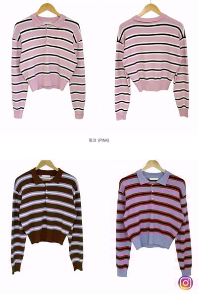 跳色排釦翻領薄款針織衫6