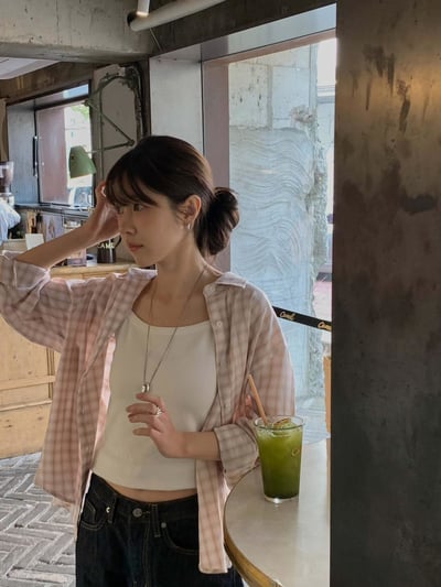 翻領格紋襯衫3