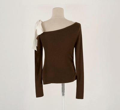 斜肩雪紡綁帶上衣21