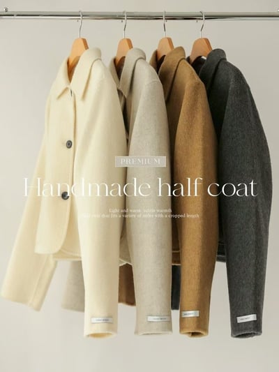 縫線滾邊翻領手工外套14