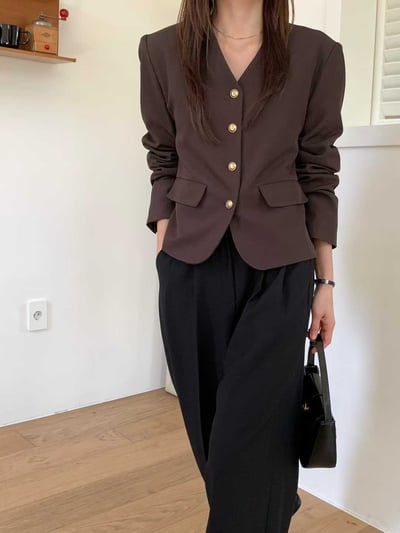 無領金釦雙口袋西裝外套2