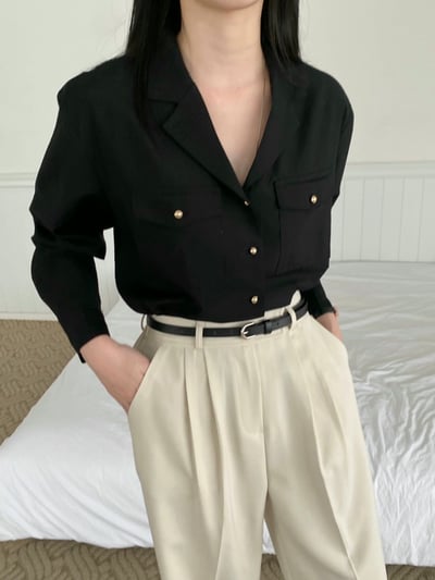 翻領金釦軟料襯衫12