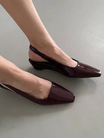 漆皮革方頭後帶低跟鞋(３cm)8