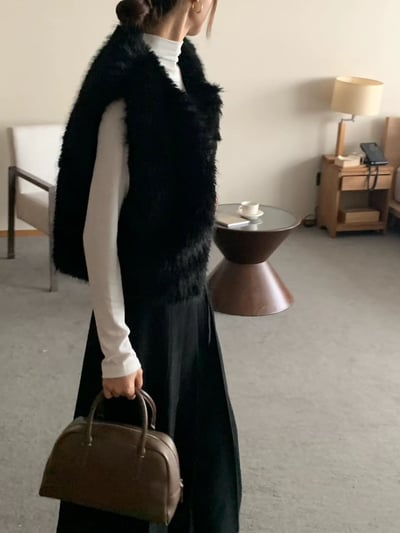 水貂毛短版背心4