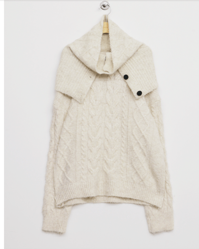 （限量款）圓領麻花針織衣＋排釦圍脖＋鬆緊短褲SET17