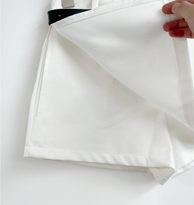 挺版辣款開衩短褲裙（附皮帶）13