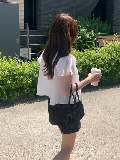 圓領打褶造型壓紋傘擺棉麻衫4