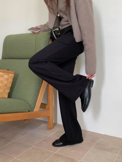 彈力內磨毛微喇叭長褲10