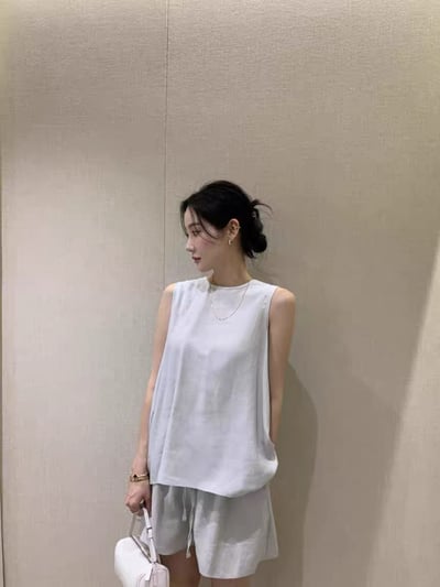 後綁結背心+抽繩鬆緊短褲SET8