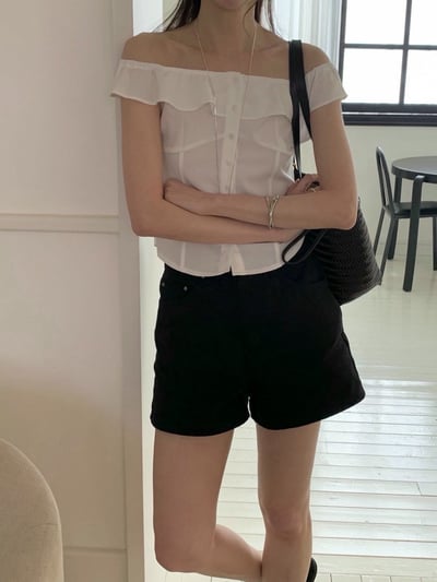 波浪平領排扣襯衫10