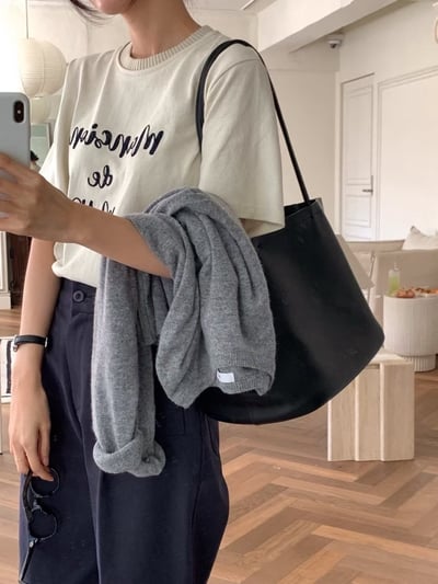 拼接螺紋領刺繡字母短Ｔ3