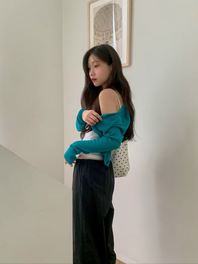 Ｖ領短版坑紋針織小外套6