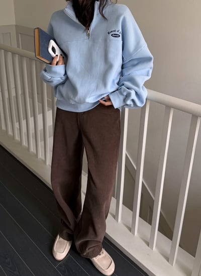 內刷毛刺繡logo拉鍊領大學Ｔ2