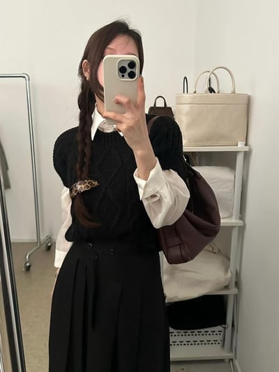 立體麻花短袖針織衣3