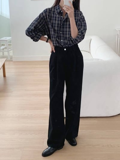 前打褶落地薄款寬褲2