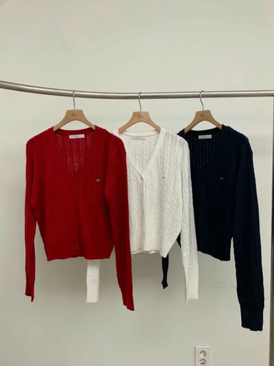 Ｖ領銀牌logo排釦麻花針織衫6