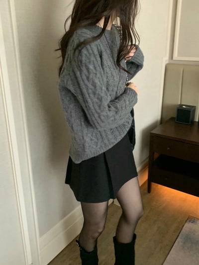 磨毛款打褶造型Ａ字短裙11