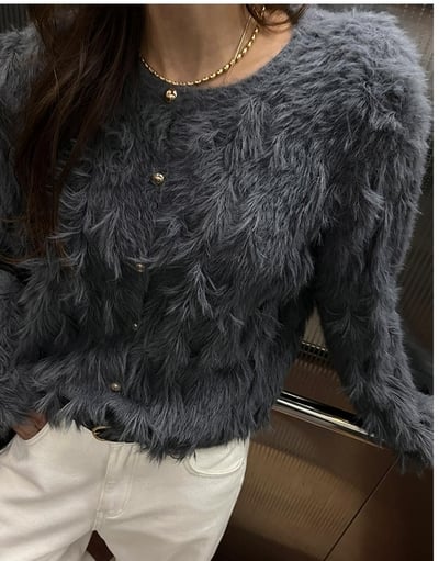 金釦羽毛流造型毛外套5