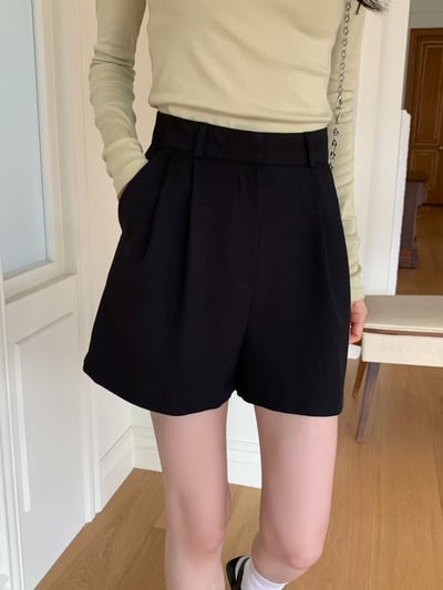 前打褶造型百搭三分西裝短褲17