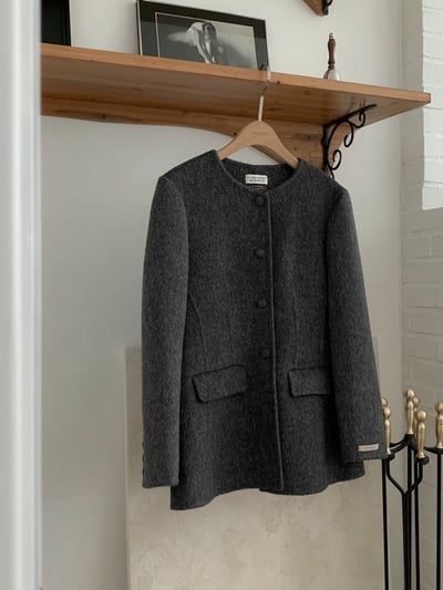 墊肩腰線感中長款羊毛西裝外套7