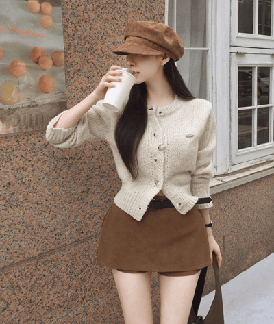 低腰辣款麂皮短褲裙（附皮帶）15