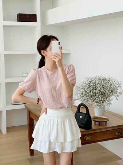 立體泡泡壓紋圓領棉麻衫7