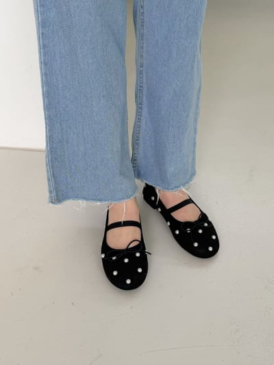 蝴蝶結珍珠款網款芭蕾娃娃鞋3