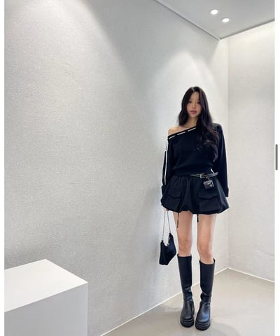 抽繩側綁結領拼接手袖大學Ｔ2