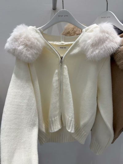 毛可拆！連帽雙向拉鍊針織外套8