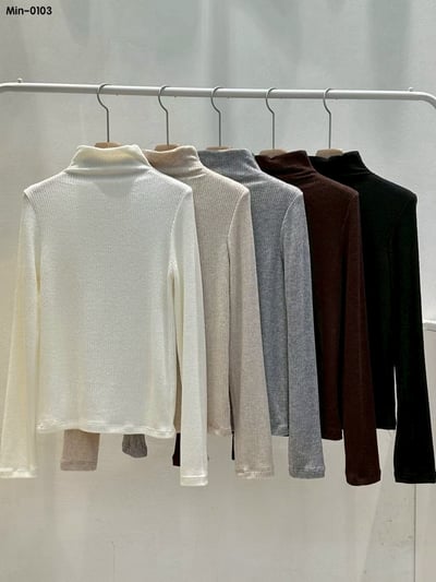 高領坑紋彈力打底針織衣9