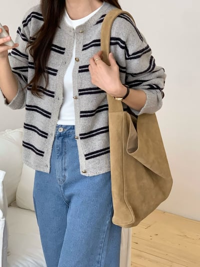 雙橫紋金釦10%羊毛針織外套6