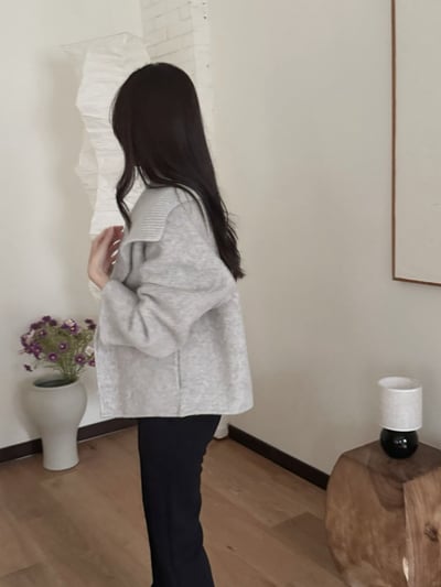 可拆式坑紋翻領單釦大衣4